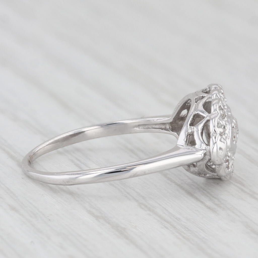 Light Gray 0.15ctw Diamond Princess Ring 14k White Gold Size 6.25 Vintage