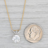 Gray Vintage Jabel GIA 1.37ct Round Solitaire Diamond Pendant Necklace 18k Gold 17.75"