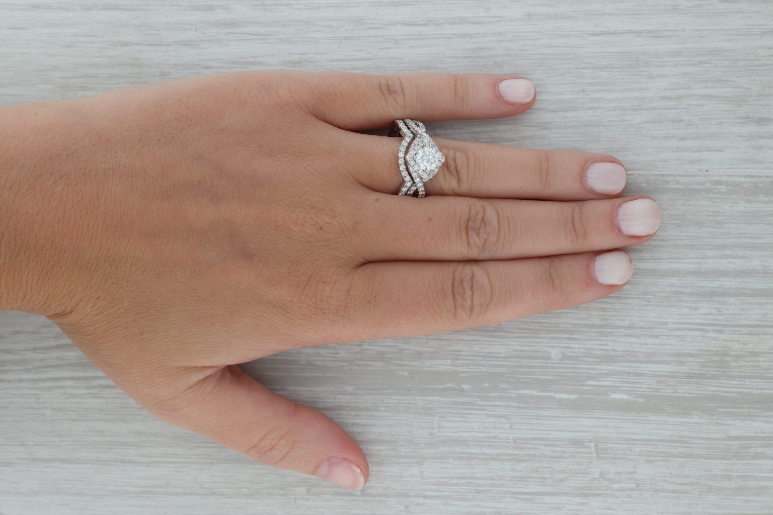 Dark Gray 1.52ctw VS2 Leo Diamond Engagement Ring Wedding Band Set 14k Gold Round Halo GIA