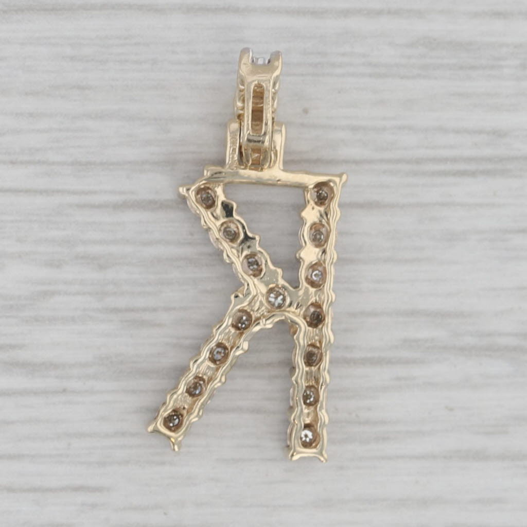 Gray Diamond Letter Initial "K" Pendant 10k Yellow Gold
