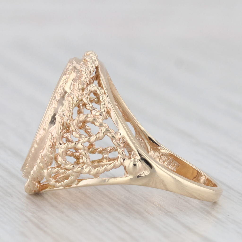 Light Gray 1945 Dos Pesos Coin Ring 14k 900 Yellow Gold Size 6 Mexico