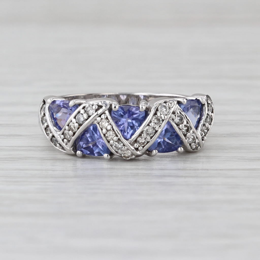 1.31ctw Tanzanite Diamond Ring 14k White Gold Size 6.75-7 Stackable