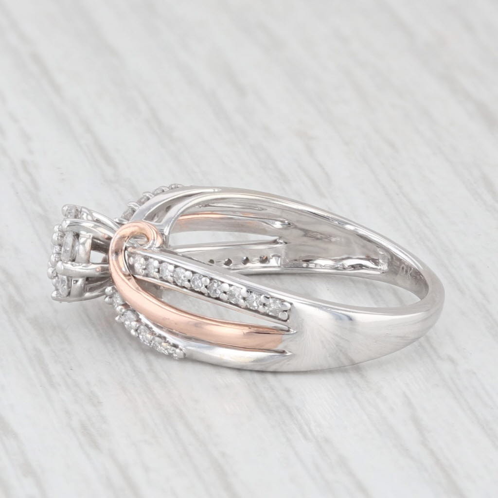 Light Gray 0.35ctw Diamond Cluster Engagement Ring 10k White Rose Gold Size 7