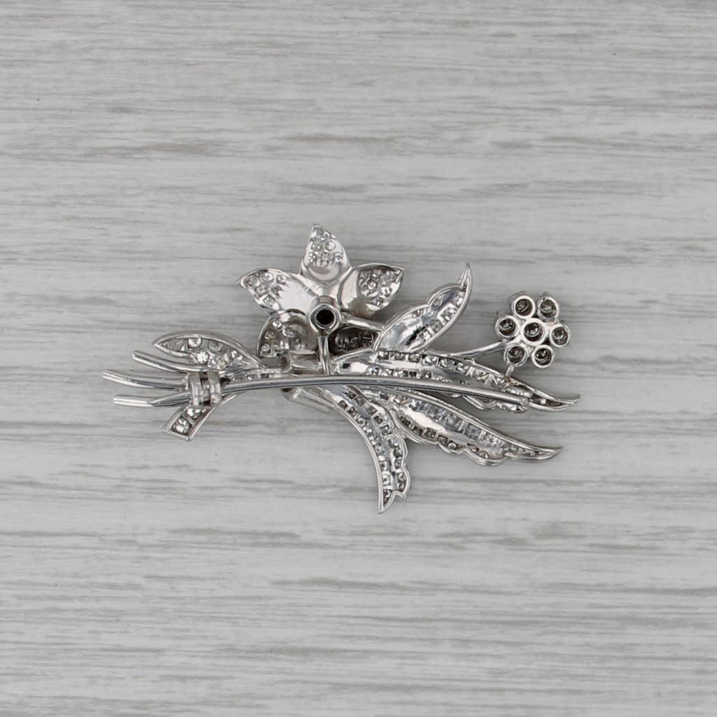 1.58ctw Diamond Flower Brooch w/ Garrard & Co Box Platinum Floral Statement