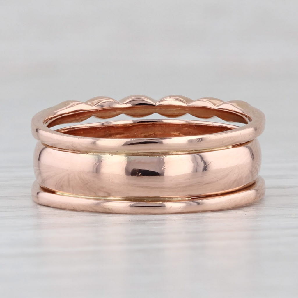 Light Gray 0.12ctw Soldered 3-Ring Diamond Bands 10k Rose Gold Size 8.25 Stackable Ring