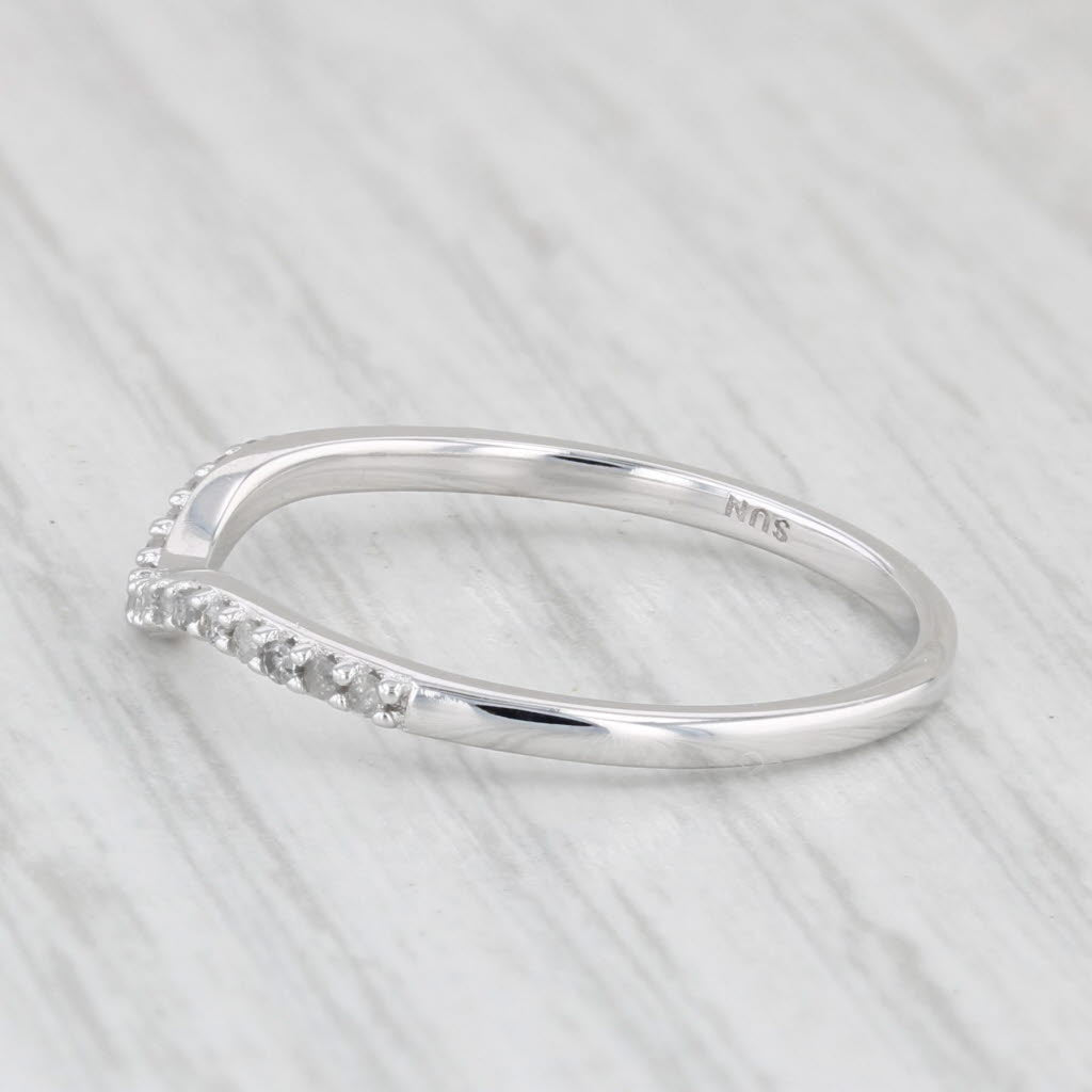 Light Gray Contoured Wedding Band Guard 10k White Gold Size 7 Stackable Ring