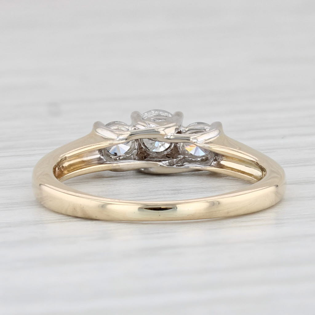 Light Gray 0.45ctw 3-Stone Diamond Engagement Ring 14k Gold Size 5 Round Brilliant