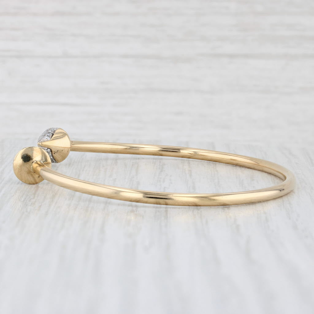 Light Gray 0.32ctw Diamond Tipped Cuff Bracelet 18k Yellow Gold 6.75"