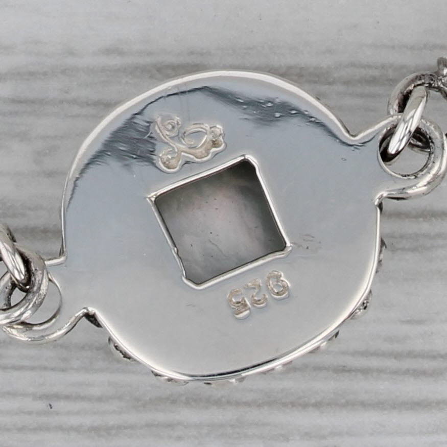 Dark Gray Lucine Bali Mother of Pearl Bracelet Sterling Silver Wheat Chain 7.5"