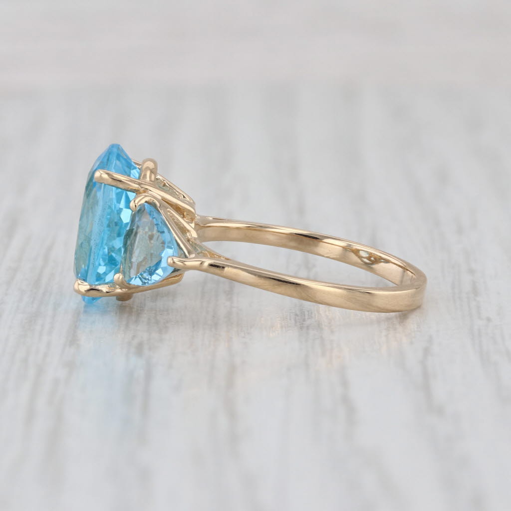 8ctw 3-Stone Blue Topaz Ring 14k Yellow Gold Size 6.5