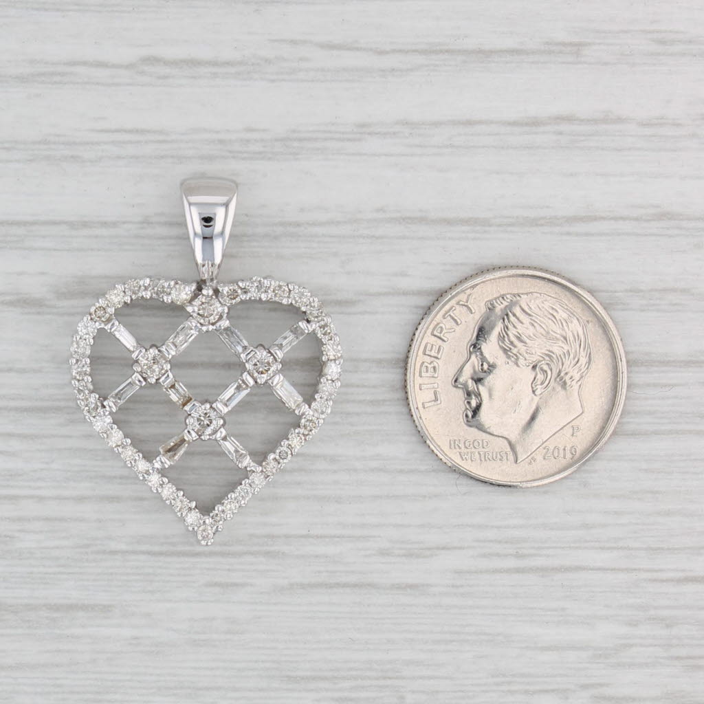 Light Gray 0.74ctw Diamond Open Lattice Work Pendant 14k White Gold