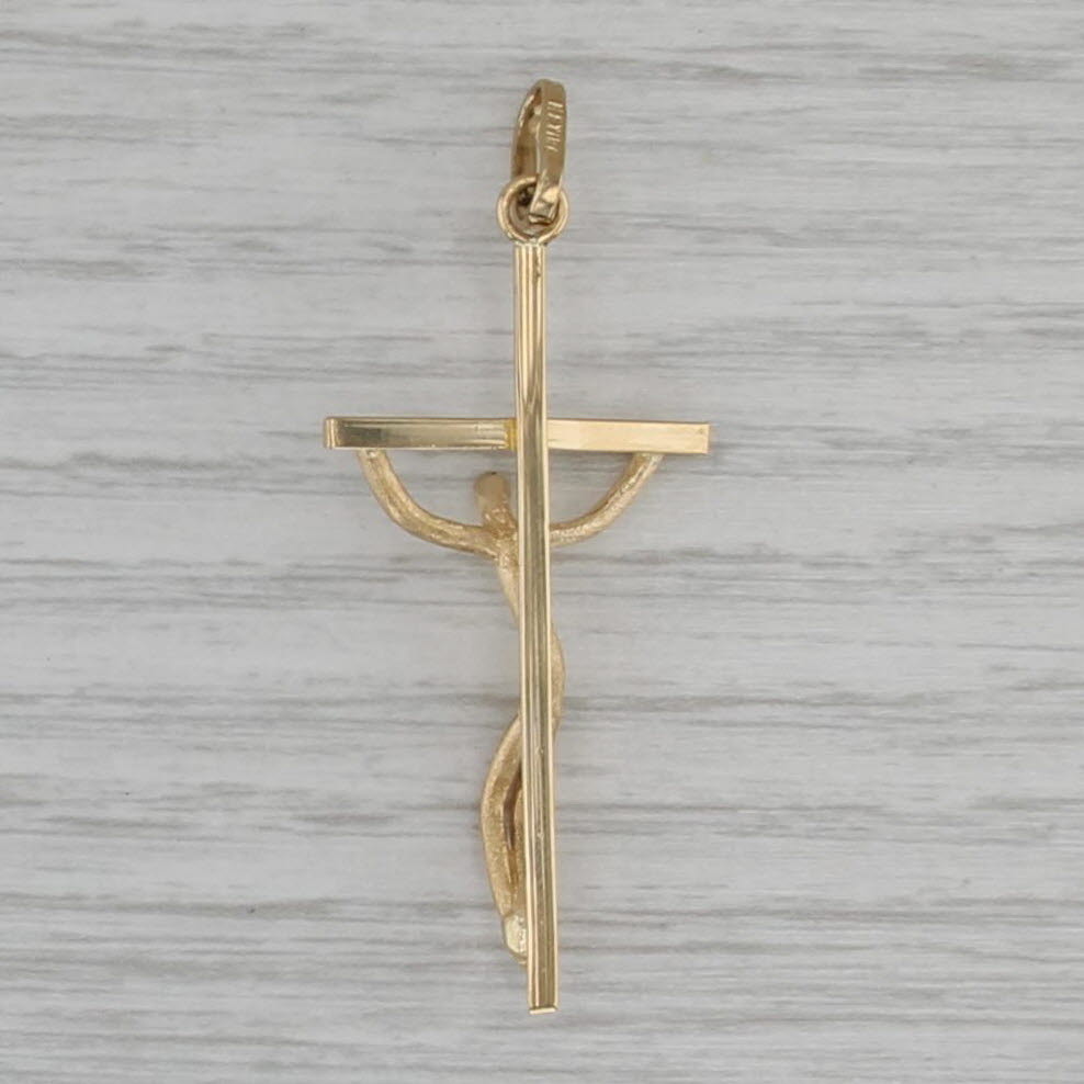 Stylized Crucifix Cross Pendant 18k Yellow Gold Religious Jewelry