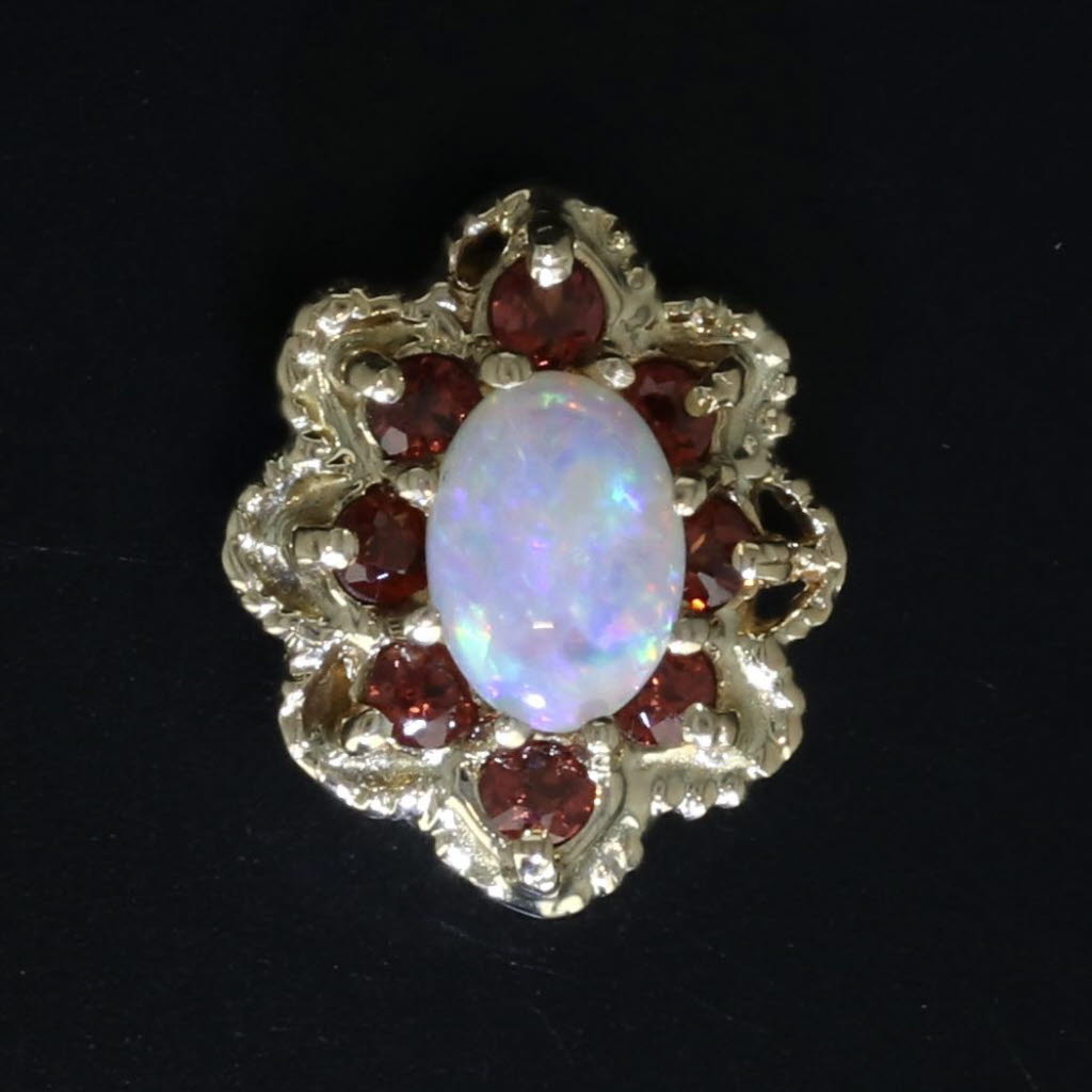 Black Richard Klein Opal Garnet Slide Bracelet Charm 14k Yellow Gold Vintage