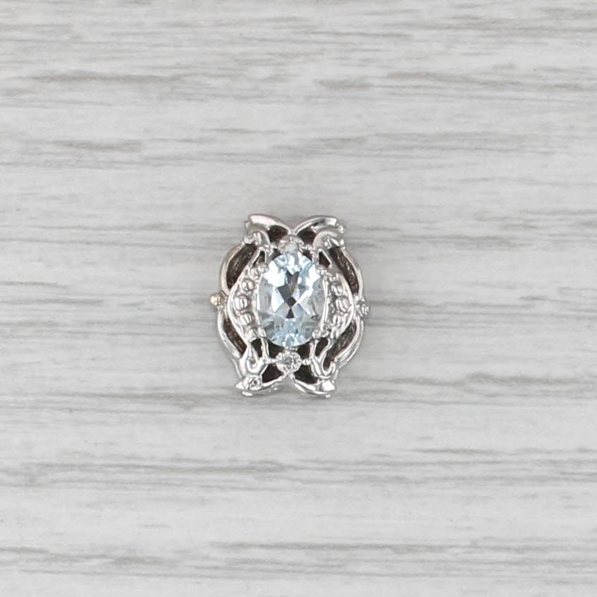 Richard Glatter Aquamarine Diamond Slide Bracelet Charm 14k White Gold Vintage