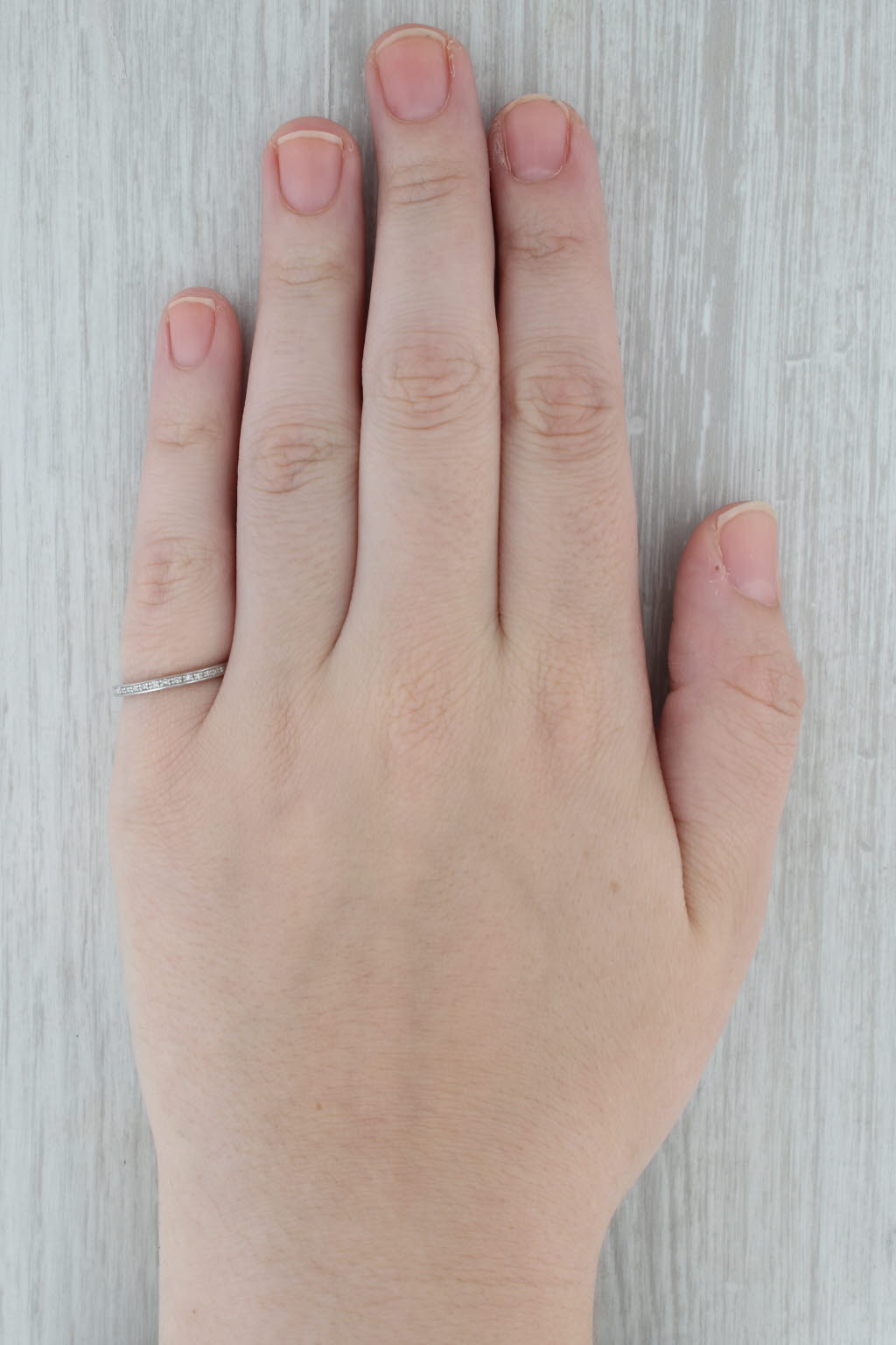 Dark Gray Diamond Wedding Band 10k White Gold Size 6 stackable Ring