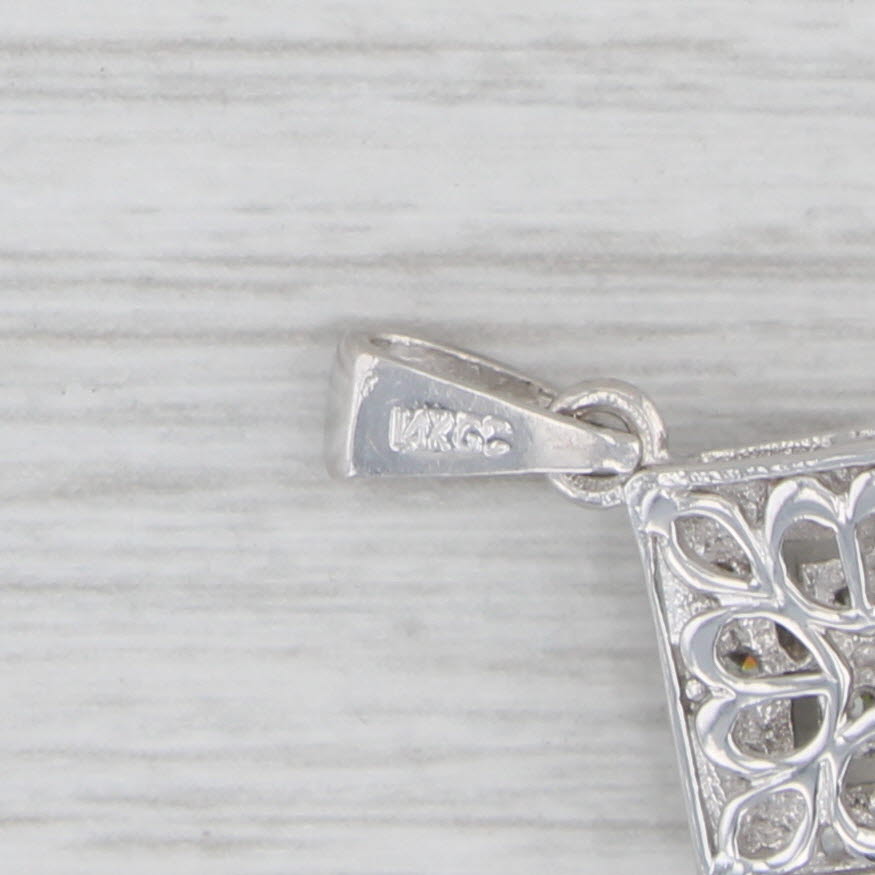Light Gray 0.50ctw Cubic Zirconia Cluster Pendant 14k White Gold