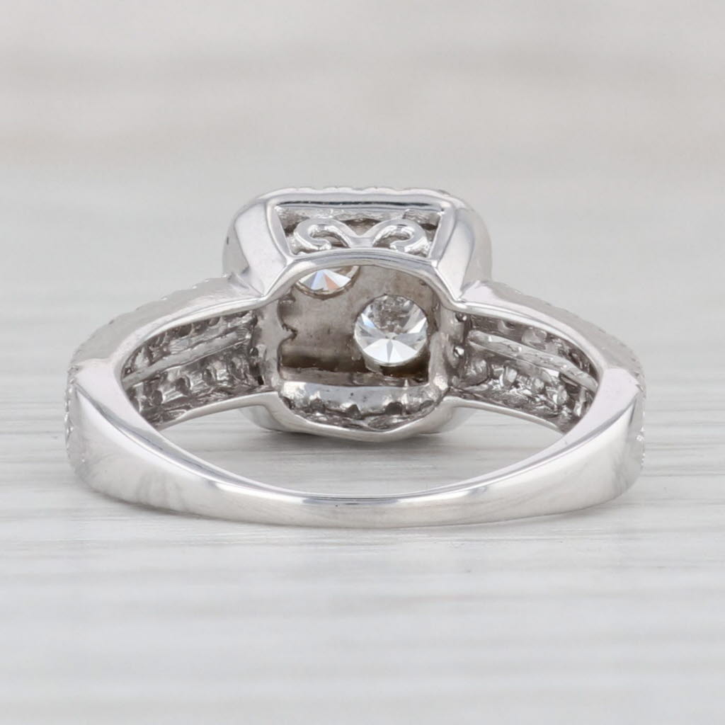 Light Gray 0.90ctw Diamond Halo Engagement Ring 10k White Gold Size 6