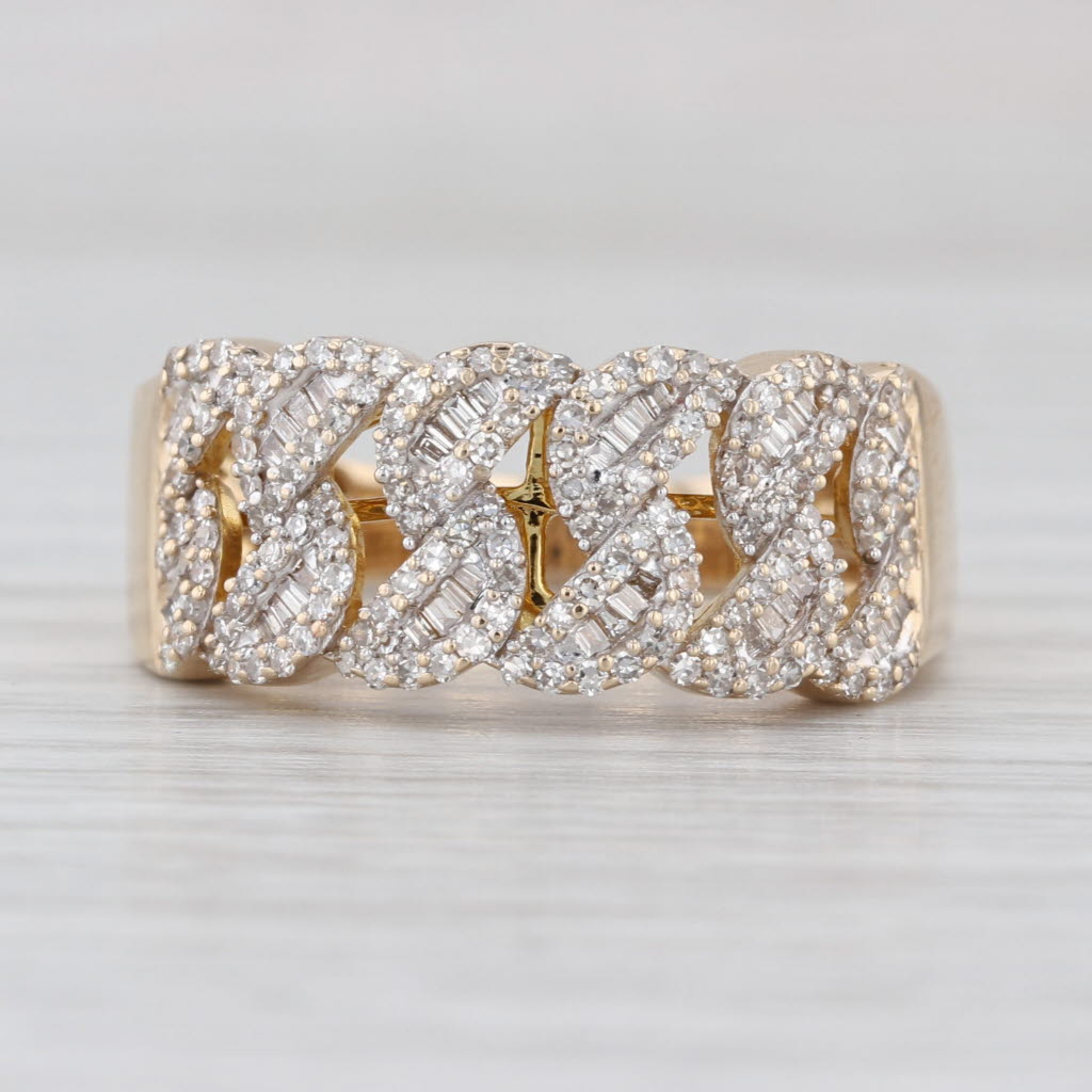 0.64ctw Scalloped Diamond Ring 10k Yellow Gold Size 9.25 Wide Band