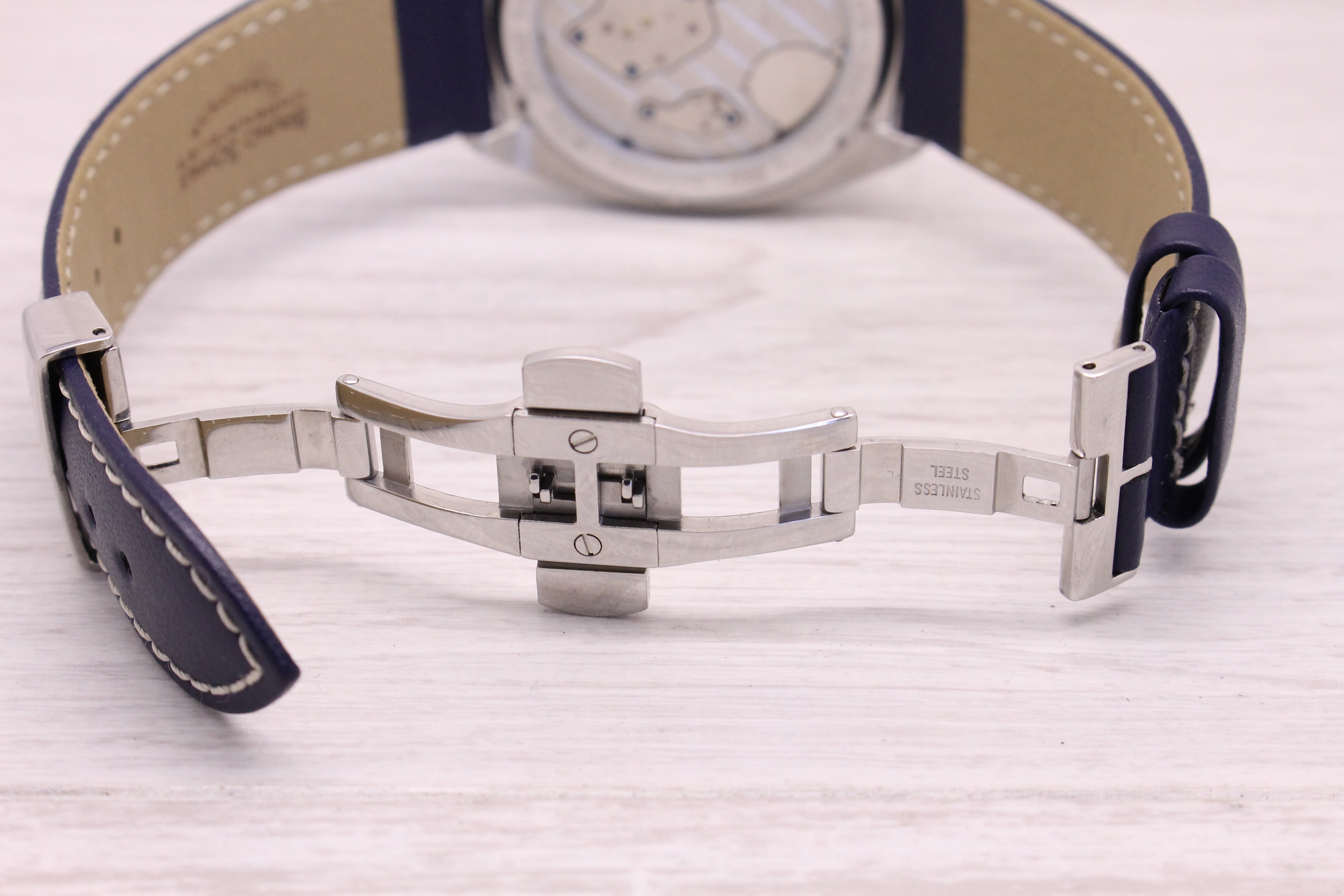 Light Gray Bruno Sohnle Glashutte La Spezia 45mm Steel Mens Quartz Chronograph Watch Blue
