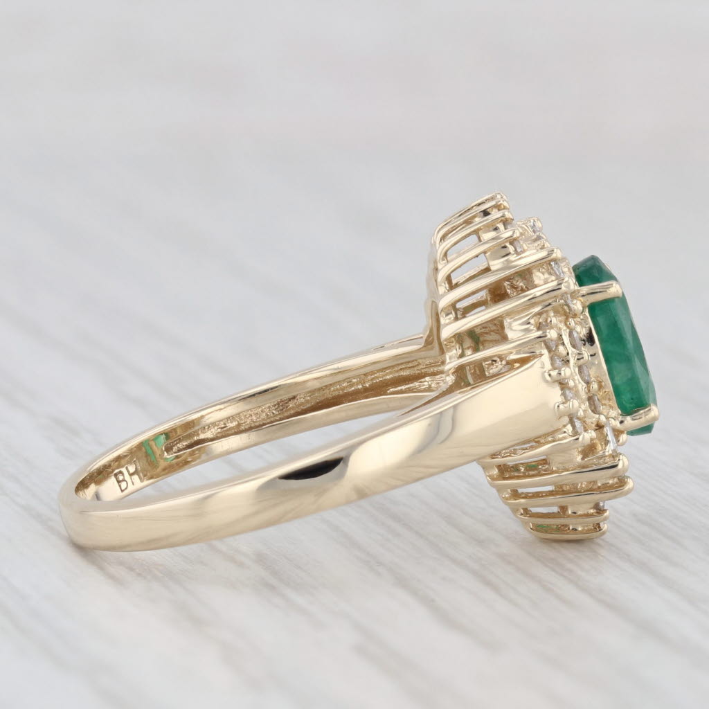 Light Gray 1.41ctw Oval Emerald Diamond Halo Ring 14k Yellow Gold Size 7 Engagement