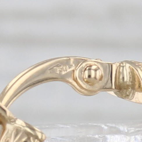 Abstract Oval Earrings 18k Yellow Gold Etched Pattern Snap Top Posts