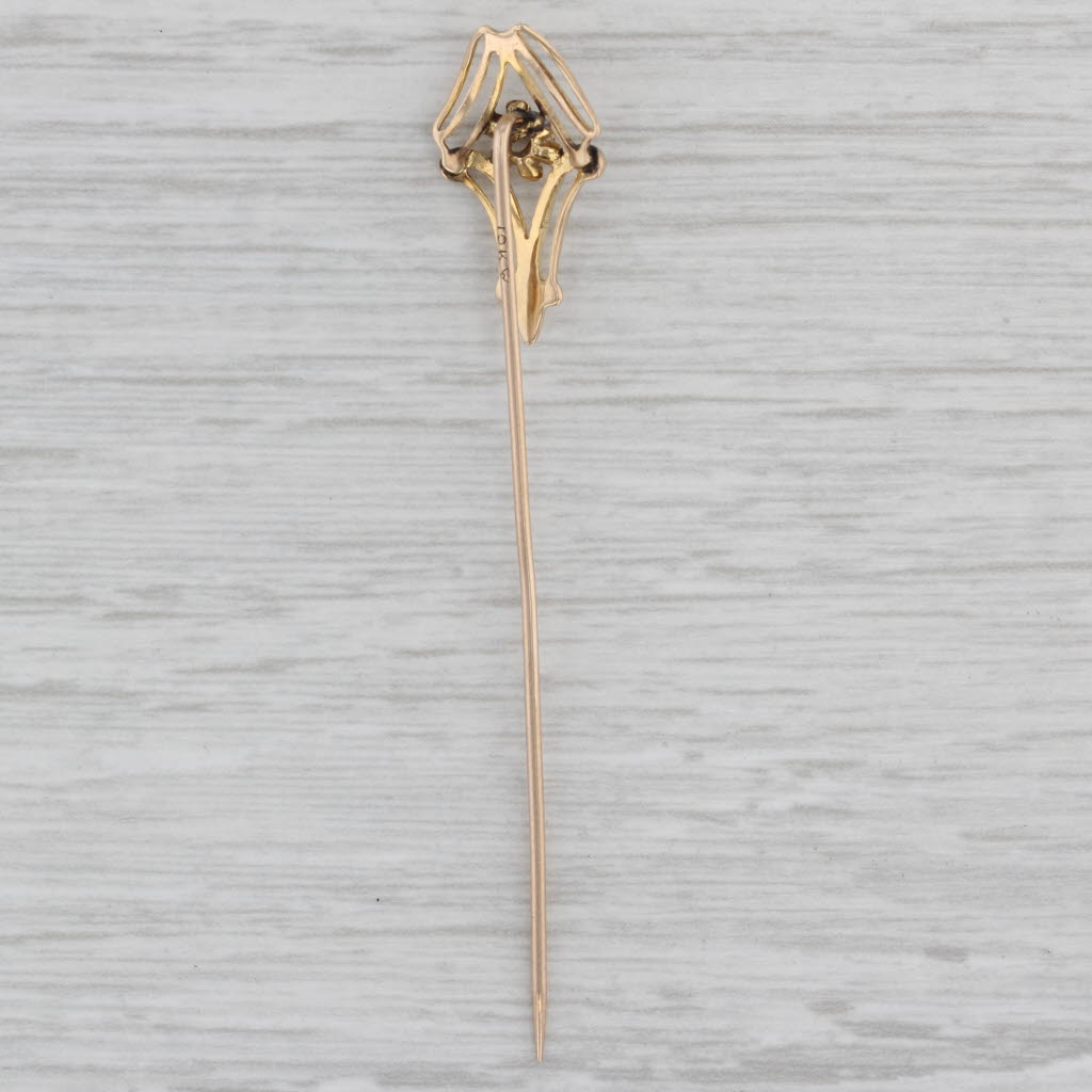 Gray Vintage Diamond Solitaire Stickpin 10k Yellow Gold