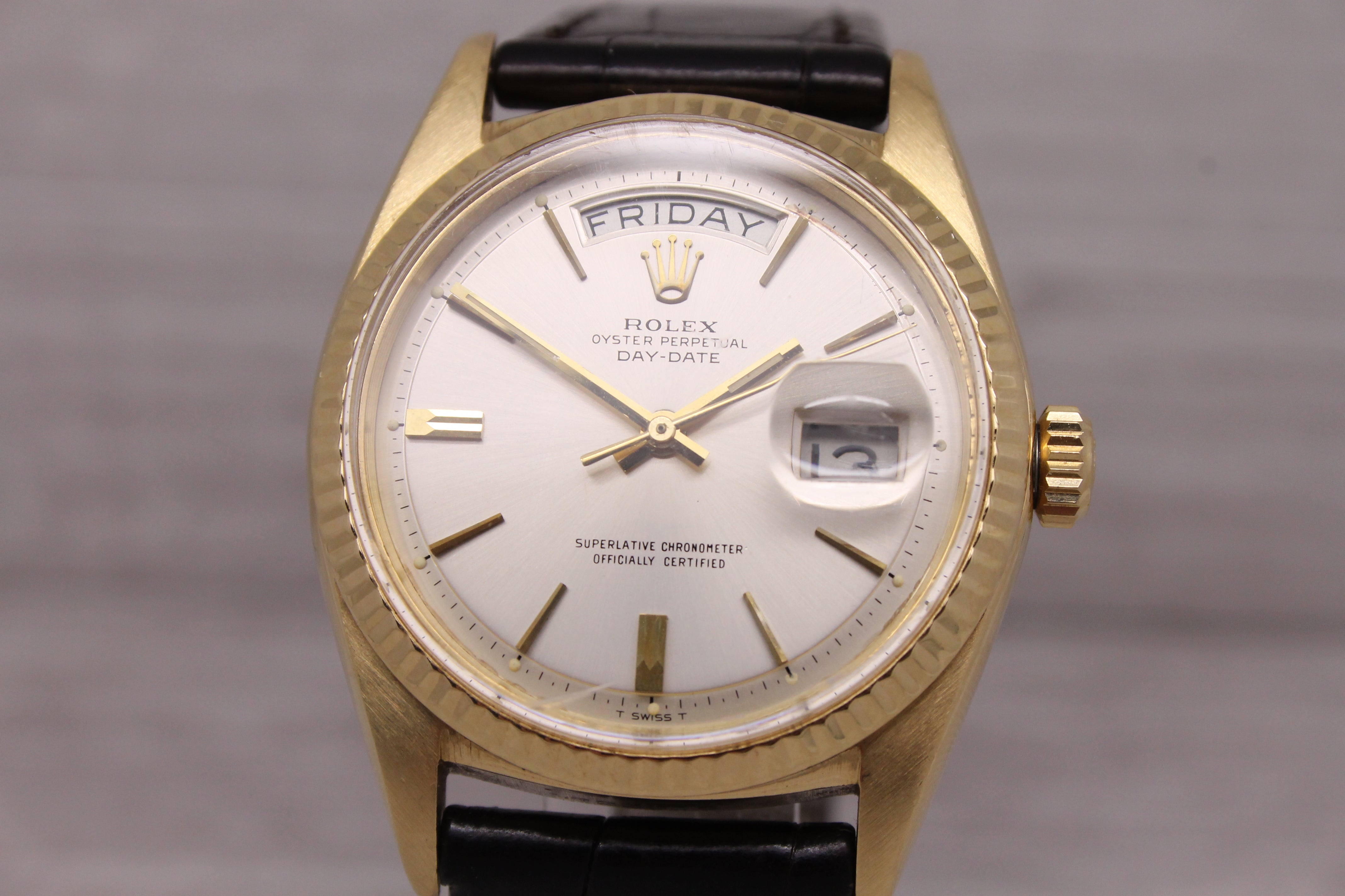 Slate Gray Vintage 1967 Rolex Day Date 1803 Mens 18k Yellow Gold Automatic Watch President