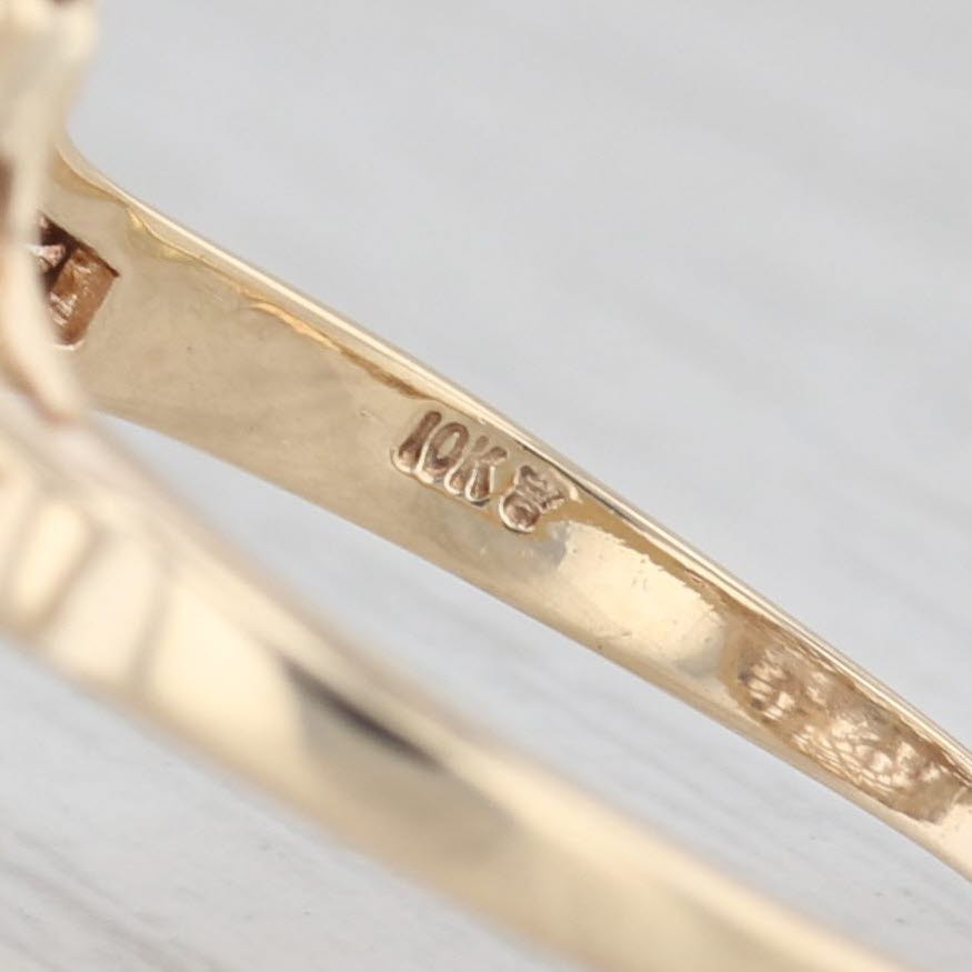 Light Gray Diamond Cluster Filigree Ring 10k Yellow Gold Size 9 Vintage Art Deco