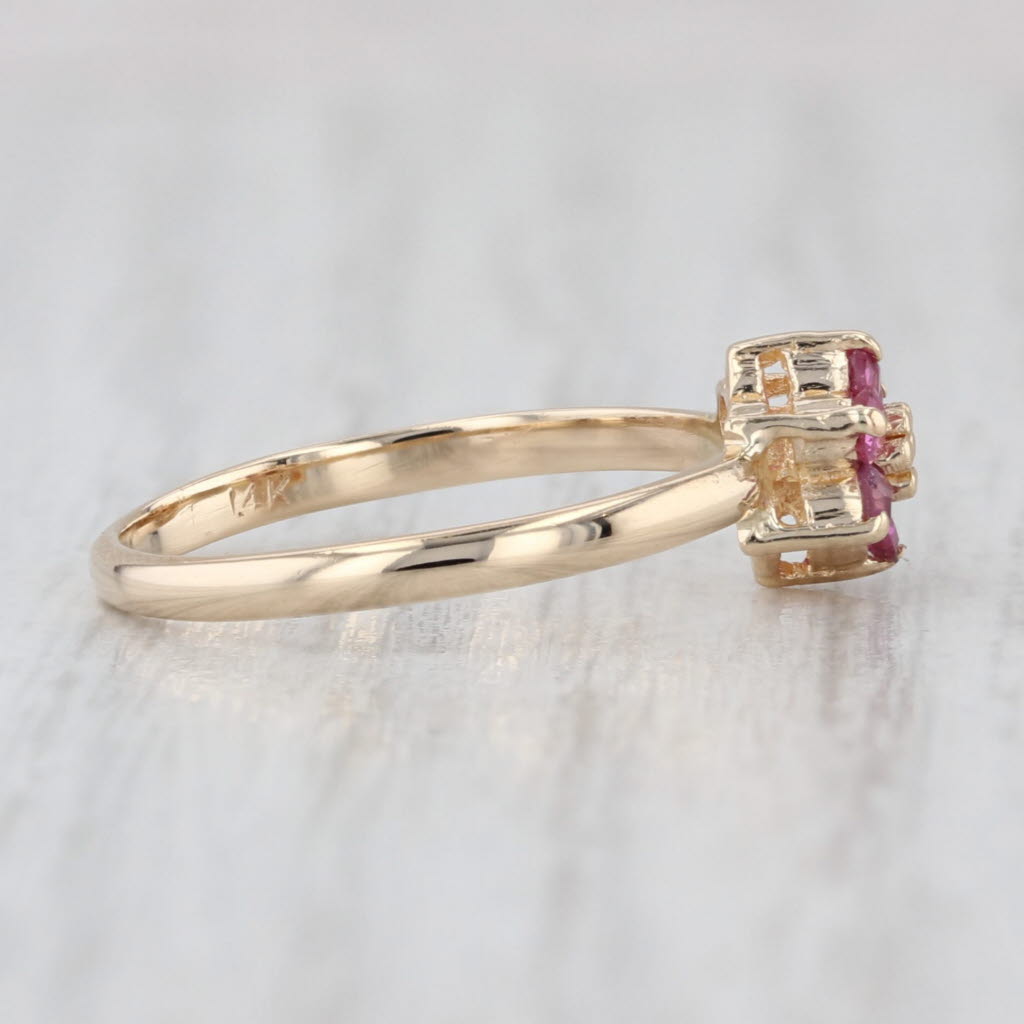 0.30ctw Ruby Pink Sapphire Diamond Flower Ring 14k Yellow Gold Size 5.25