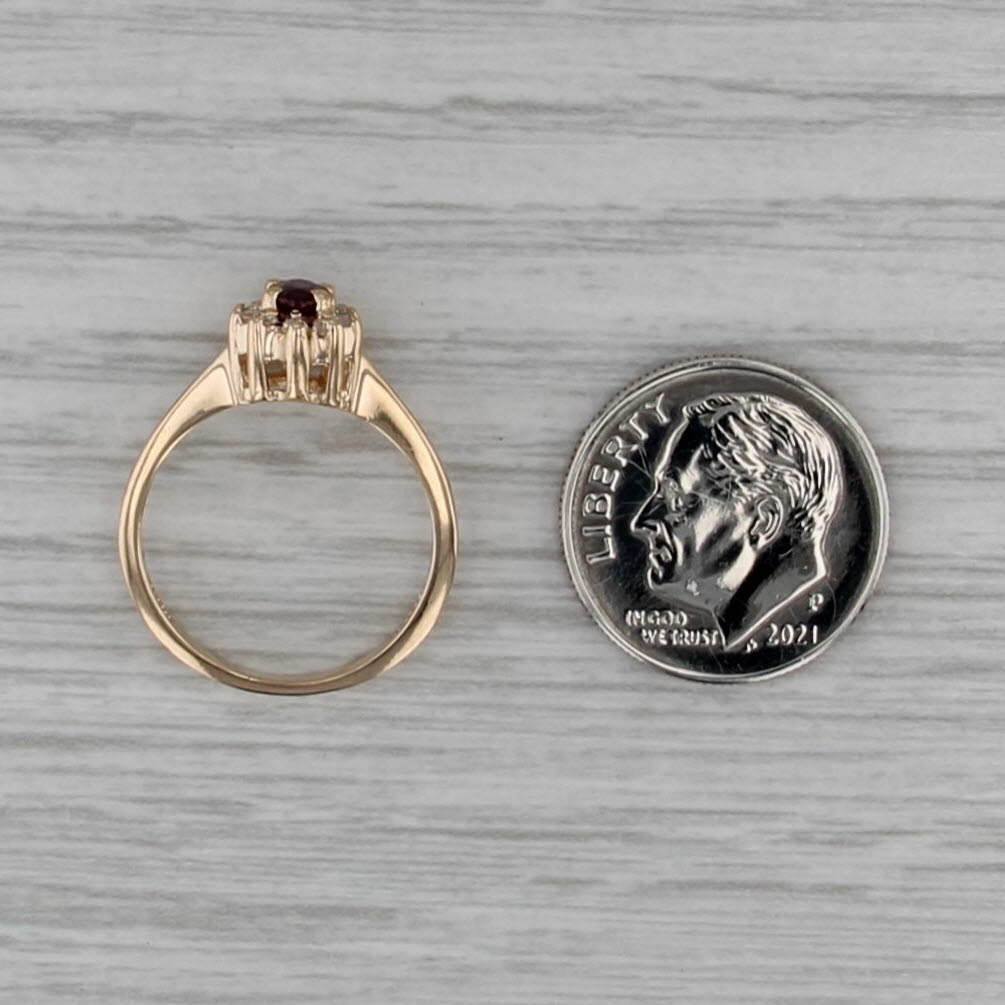 0.35ctw Oval Ruby Diamond Halo Ring 14k Yellow Gold Size 4.75