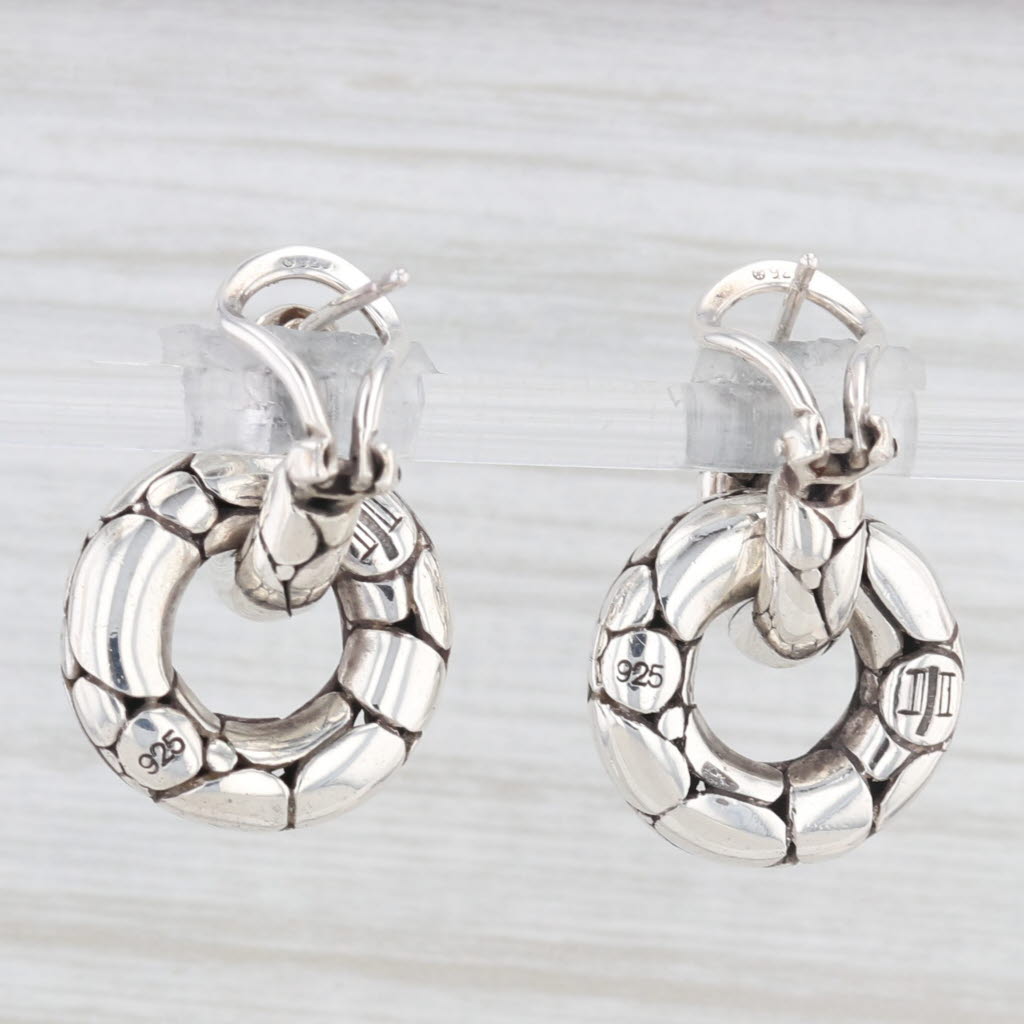 Light Gray John Hardy Linked Circle Hoops Dangle Earrings Sterling Silver Omega Backs