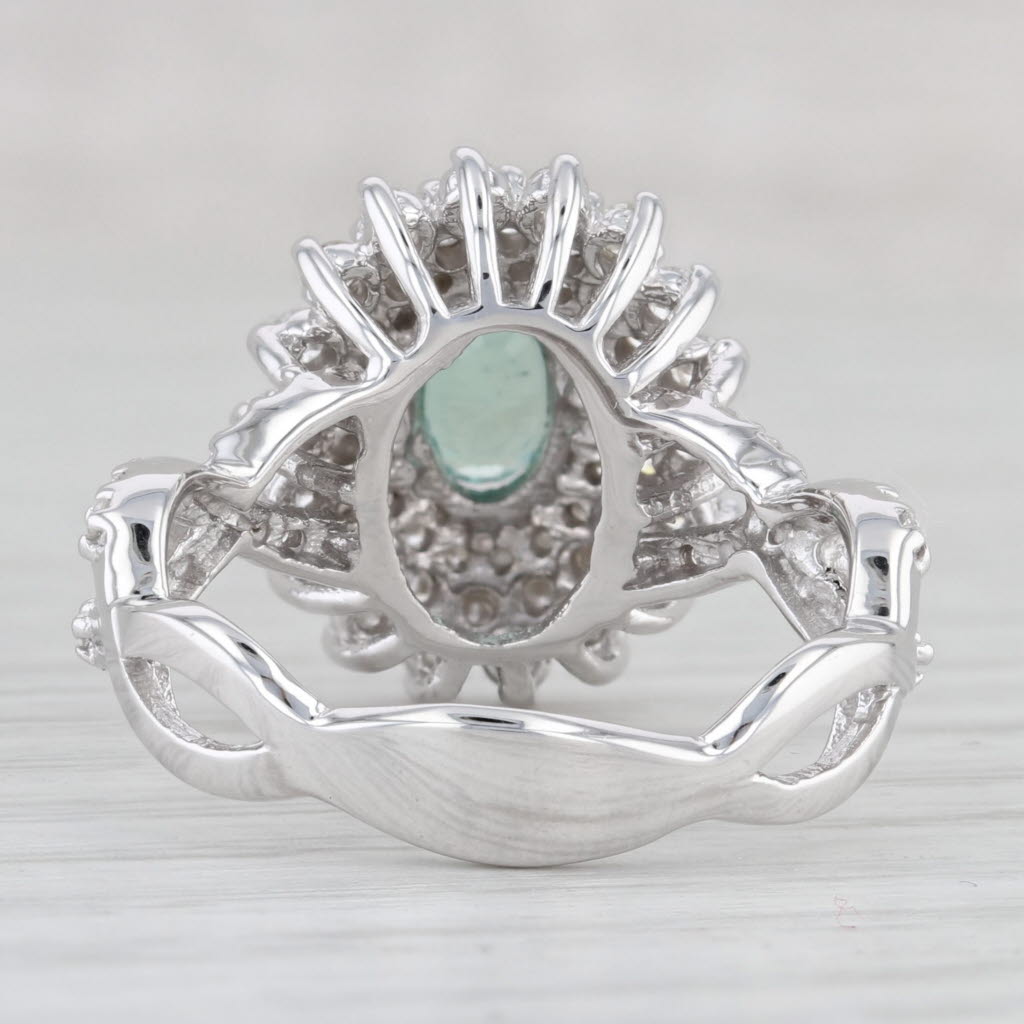 Light Gray 1.74ctw Green Alexandrite Diamond Cluster Ring 14k White Gold Size 8.25