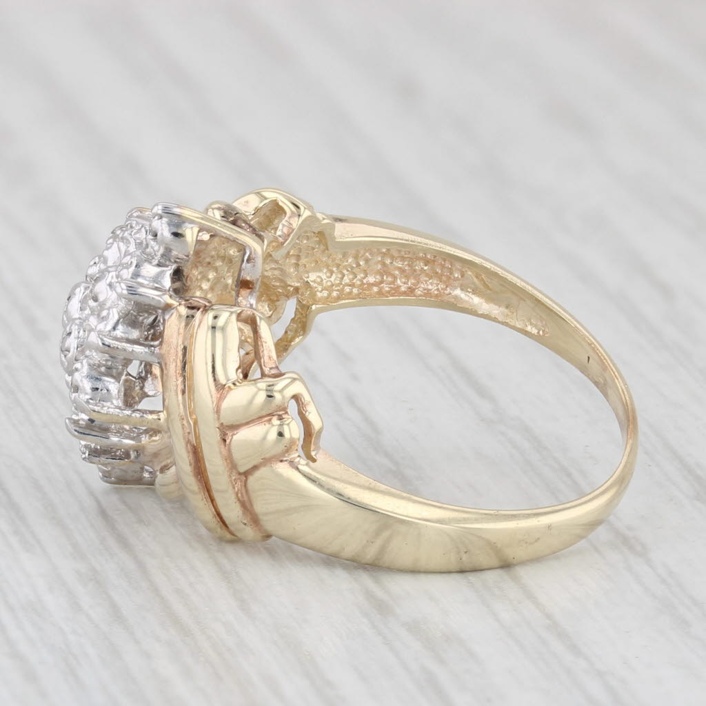 Light Gray Diamond Cluster Ring 10k Yellow Gold Size 6