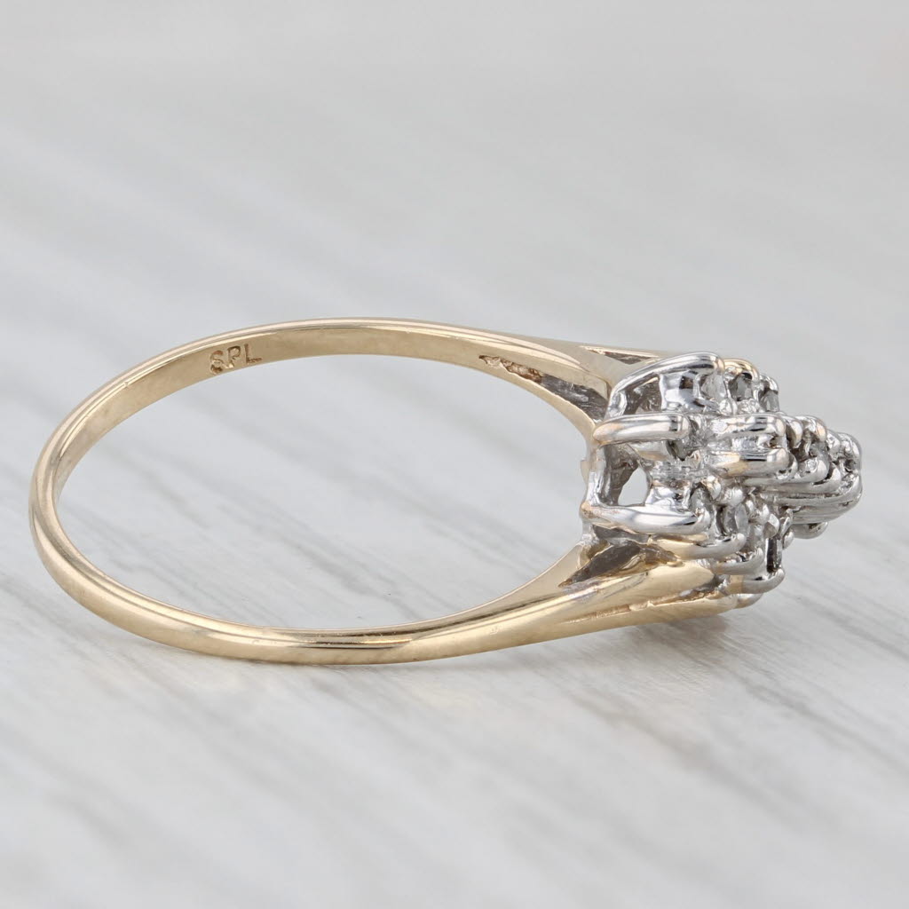 Light Gray 0.12ctw Diamond Cluster Bypass Ring 10k Yellow Gold Size 6