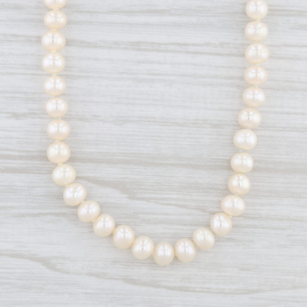 Light Gray Cultured Pearl Bead Strand Necklace 14k Yellow Gold Clasp 17.5"