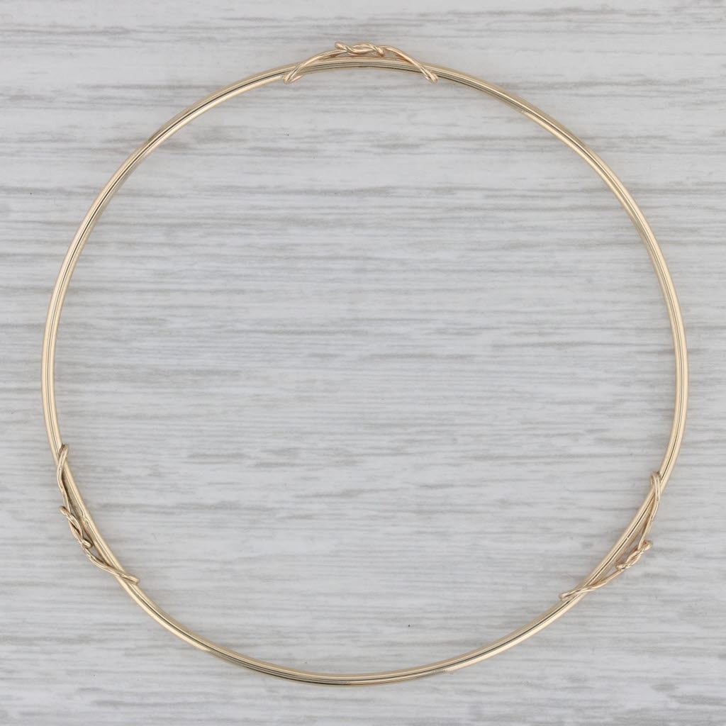 Gray Handmade Bangle Bracelet 12k Yellow Gold Stackable 8" Pull Over