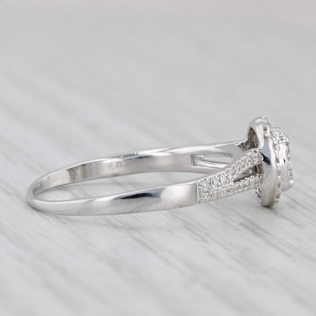 Light Gray 0.21ctw Diamond Cluster Halo Engagement Ring 10k White Gold Size 8.5