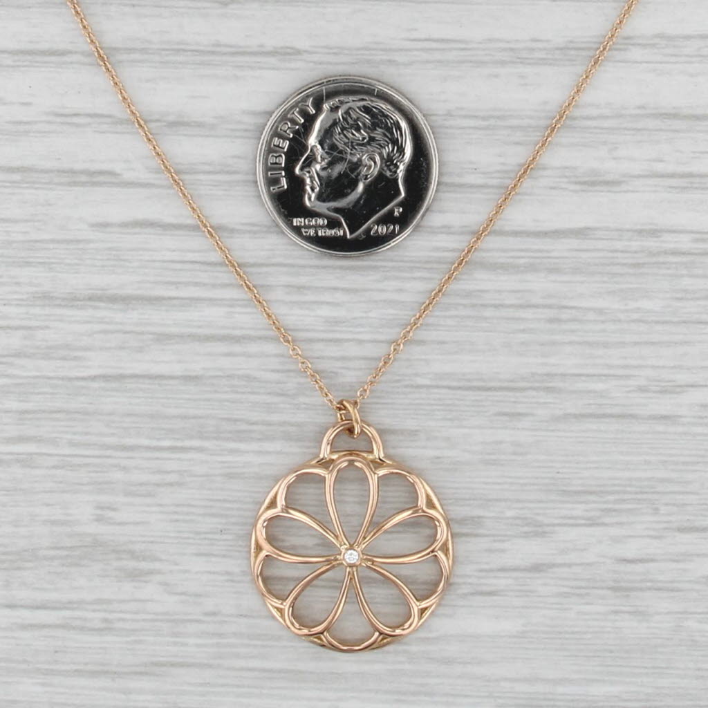 Tiffany Garden Flower Diamond Pendant Necklace w/ Box 18k Yellow Gold 16"