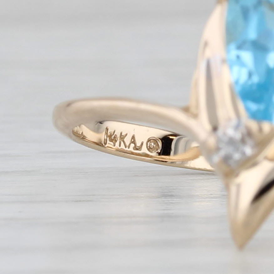 Light Gray 1.45ct Blue Topaz Solitaire Ring 14k Yellow Gold Size 7.25
