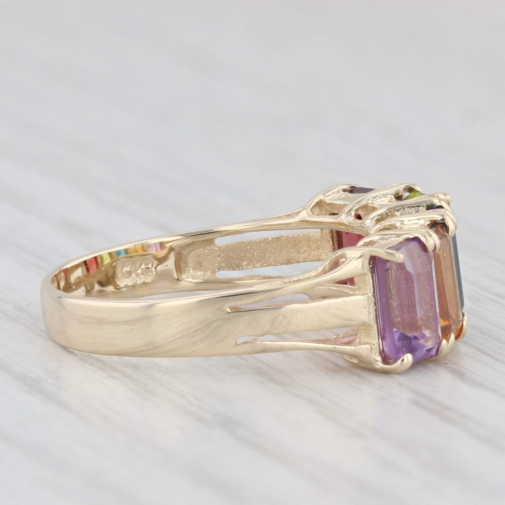Light Gray 3ctw Rainbow Gemstone Ring 10k Gold Size 7 Amethyst Citrine Topaz Peridot Garnet