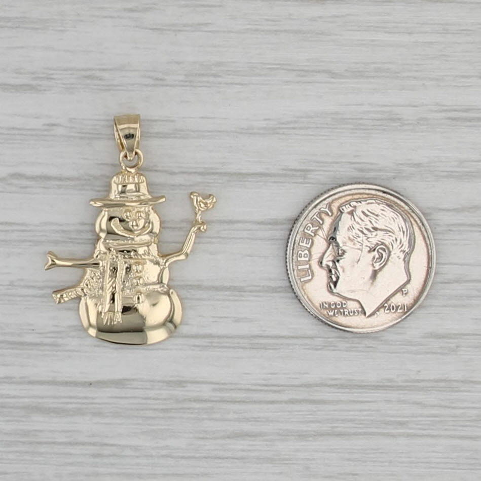 Snowman Pendant 14k Yellow Gold Holiday Jewelry