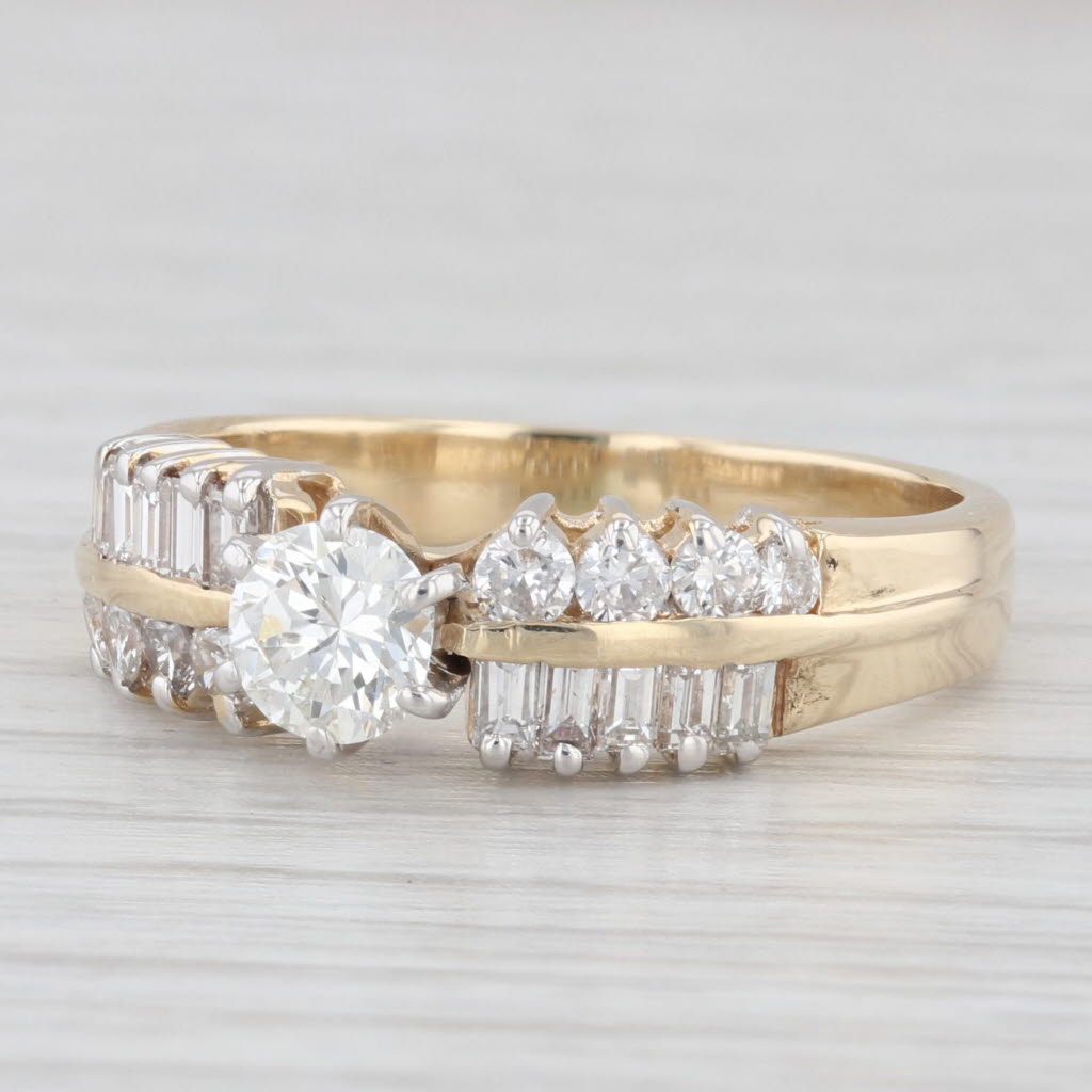 Light Gray 0.93ctw Round Diamond Engagement Ring 14k Yellow Gold Size 8