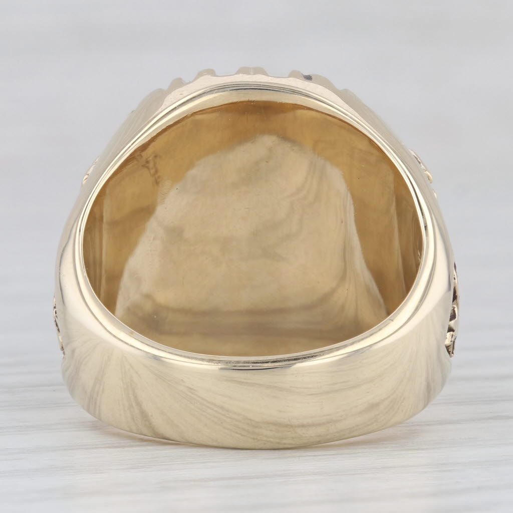 Light Gray US Army Ring Onyx 10k Yellow Gold Size 11 United States Military Vintage