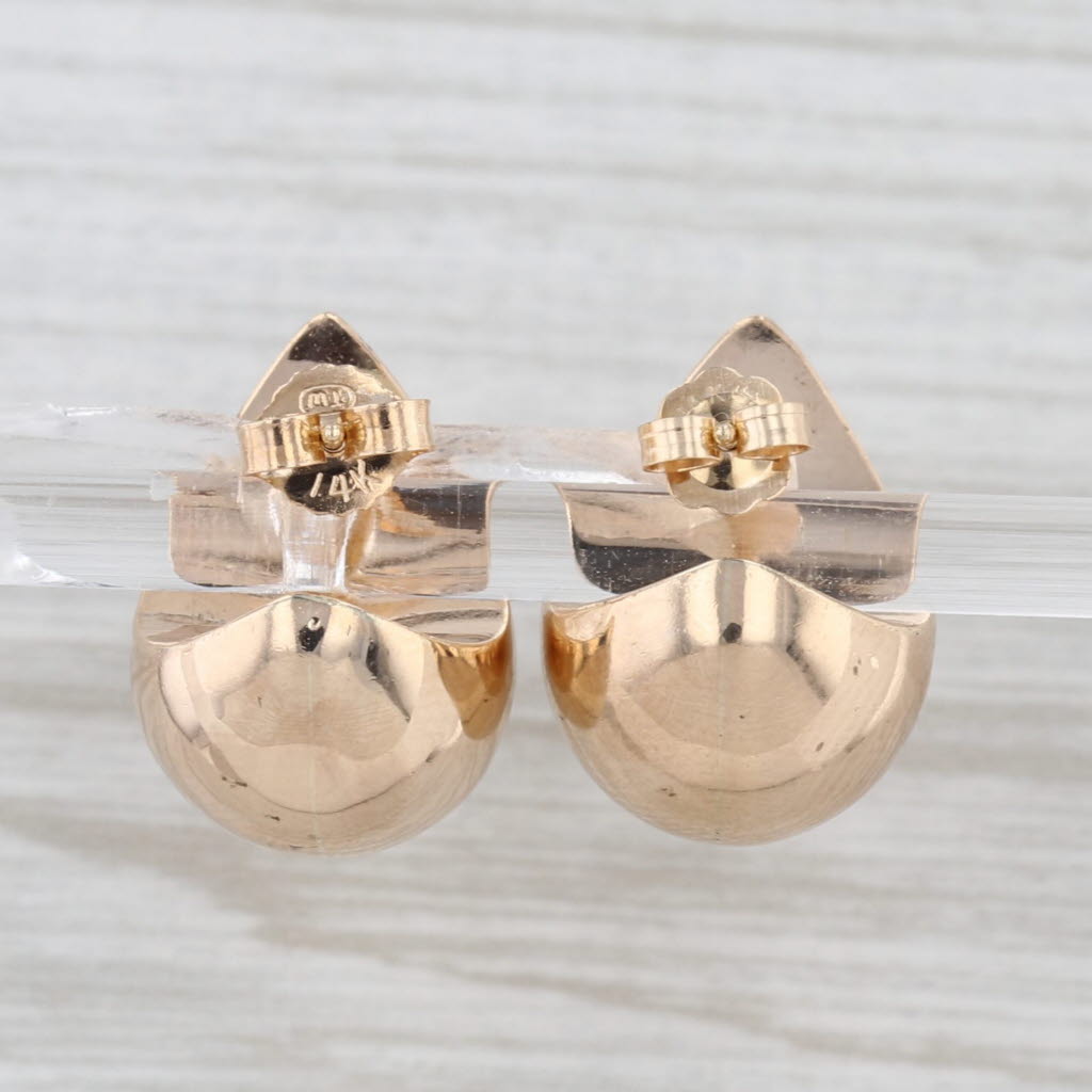 Beveled Puffy Teardrop Stud Earrings 14k Yellow Gold Studs
