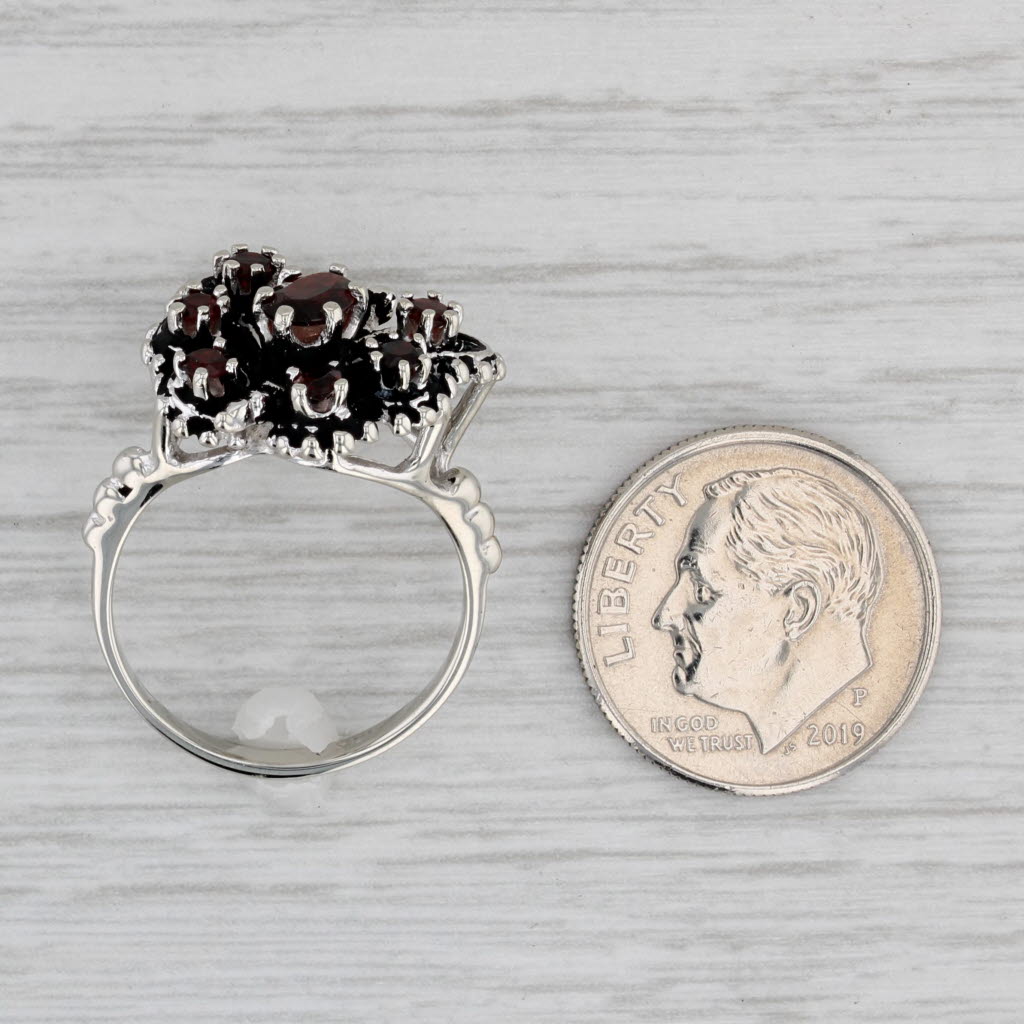 Gray 0.95ctw Garnet Butterfly Ring 10k White Gold Size 6.25