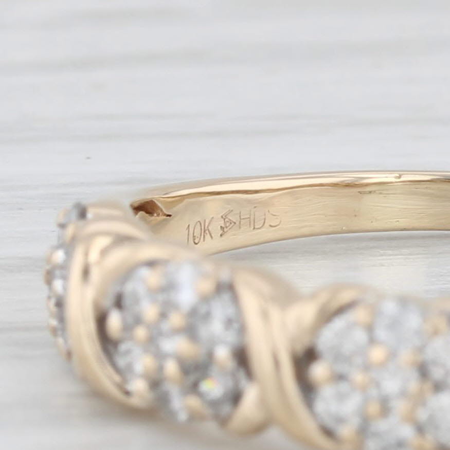 Light Gray 0.50ctw Diamond Clusters Ring 10k Yellow Gold Size 10.25 Wedding Anniversary