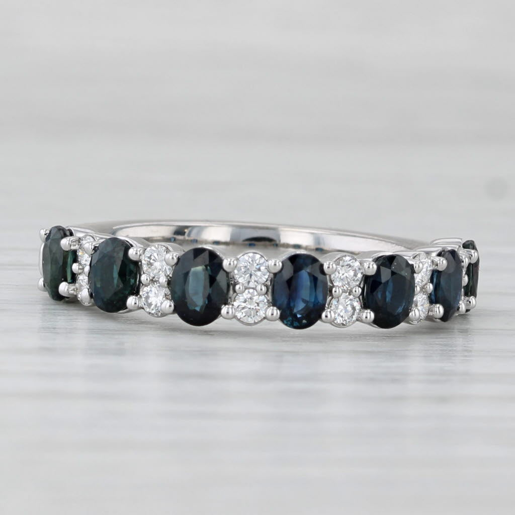 Light Gray 2.05ctw Blue Sapphire Diamond Ring 14k White Gold Size 8.75 Stackable Wedding