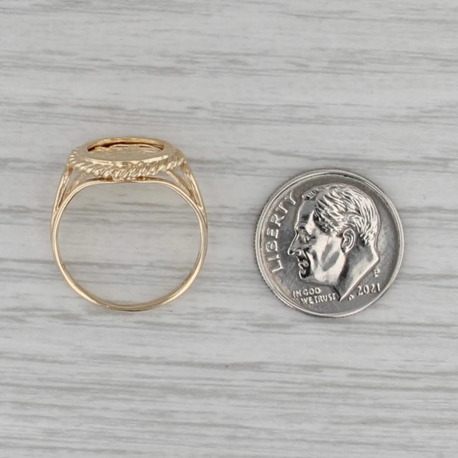 Chinese Panda Coin Copy Ring 10k Yellow Gold Size 6.25 Signet