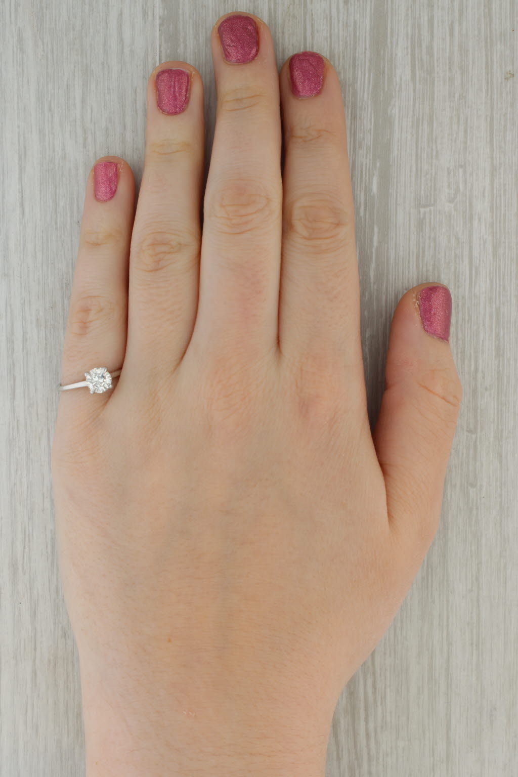 1ct Round Diamond Solitaire Engagement Ring 14k White Gold Size 7.25 GIA