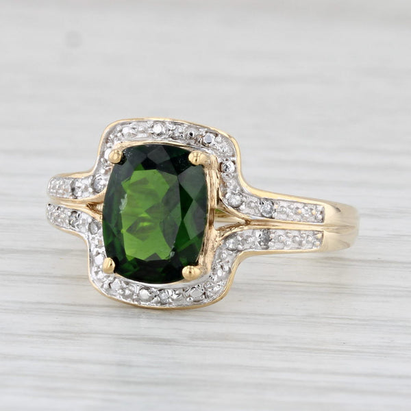 1.58ctw Green Chrome Diopside Diamond Ring 10k Yellow Gold Size 7.25